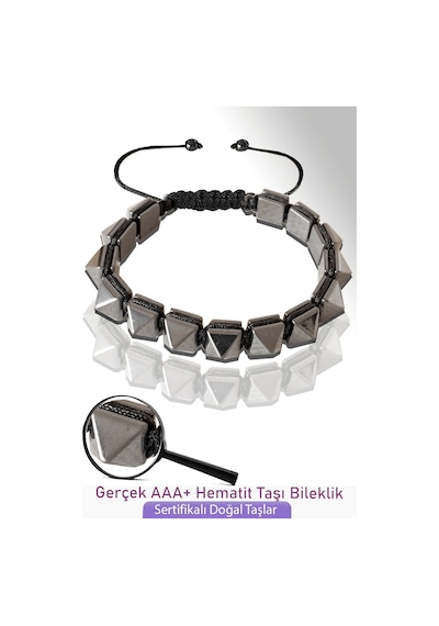 Sertifikalı Elmas Kesim Gerçek Silver Hematit Taşı Bileklik - Aya Çok Renkli