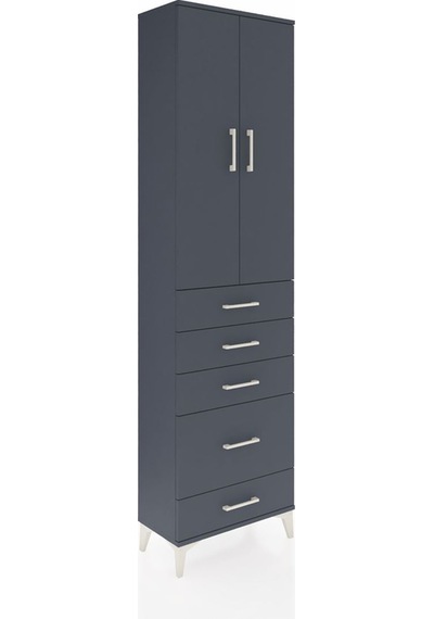 Arges Dolap 2 Raflı 5 Çekmeceli Tek Askılı 60x30x221 Antrasit... Antrasit