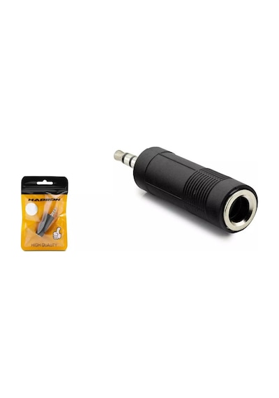 Hadron Hdx1331 3.5mm Dişi To 6.35mm Erkek Stereo Ses Dönüştürücü Adaptör - Siyah - 1 Adet