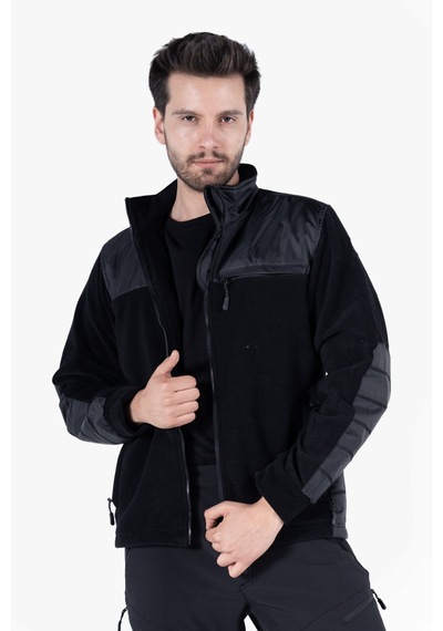 Owl Omuz Ve Dirsek Takviyeli Polar Ceket Siyah