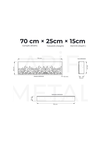 Arif Dekoratif Yapay Elektrikli Şömine - 70x25x15 Cm - Farklı Renk Modları, Kumandalı, Bluetooth