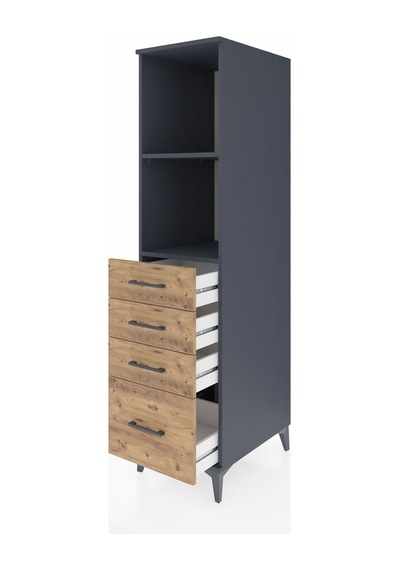 Kronos Dolap 2 Raflı 4 Çekmeceli 44x59x182 Antrasit-çam Antrasit