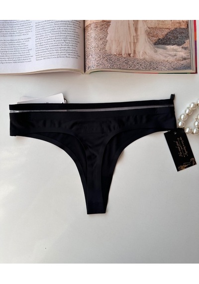 Orijinal Lazer Kesim Spandex Invisible Dikişsiz Transparan Detayl Siyah