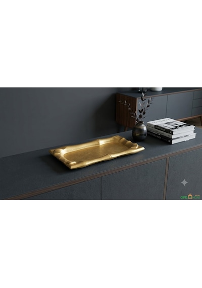 Gold Dekoratif Tepsi 47 27 4 Cm