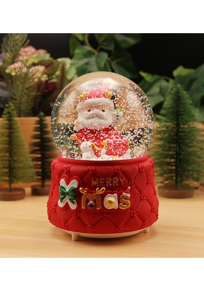 Yılbaşı Noel Babalı Kar Küresi Christmas Işıklı, Müzikli Ve Kar Motorlu Mega Boy Kar Küresi Premium