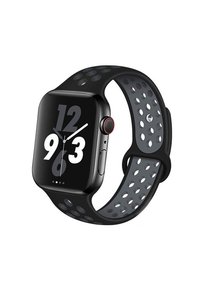 Forzacase Apple Uyumlu  Watch Ultra 2 49mm İçin Delikli Sportif Silikon Kordon Kayış - Fc009 Siyah-gri
