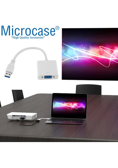 Microcase Usb 3.0 To Vga Adaptör - 20 Cm Beyaz - Al2619