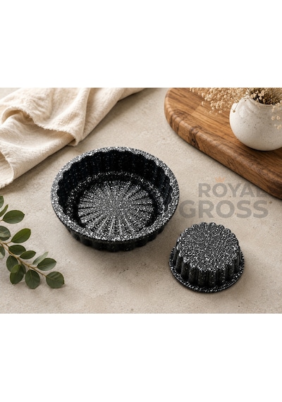 Chef Serisi Döküm Mini Siyah Tart Kek Kalıbı 1 Adet Granit Yapışmaz Fırın Kalıbı