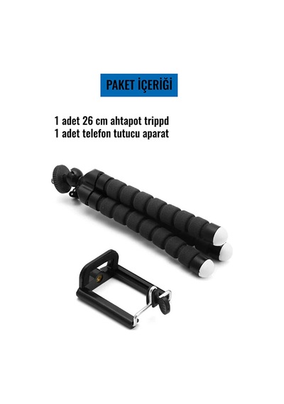 26 Cm Süngerli Ahtapot Tripod Telefon Tutucu Aparat