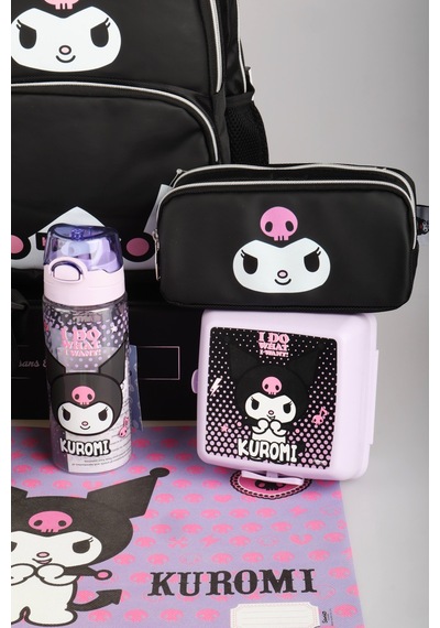 X Dekomus Lisanslı Kuromi Dark Delight Collection Okul,beslenme Ve Kalem Çantası,beslenme Kabı,matara Ve Beslenme Örtüsü Seti Altın