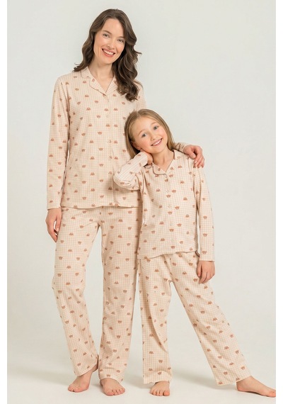 Rolypoly Anne Kız Cute Bears Krem Gömlek Pijama Takımı Rp3917-a-v1 Rp3917-a-v1