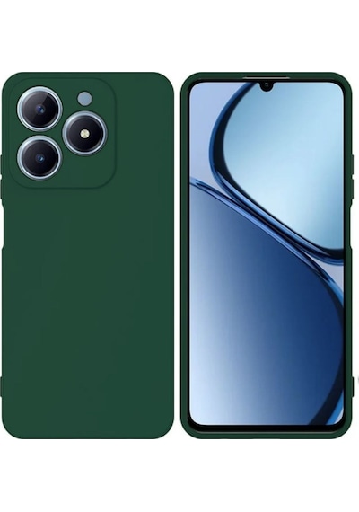 Realme C63 Uyumlu Silikon Kılıf - Kamera Korumalı Esnek Pastel Renk Kapak - Yeşil Yeşil