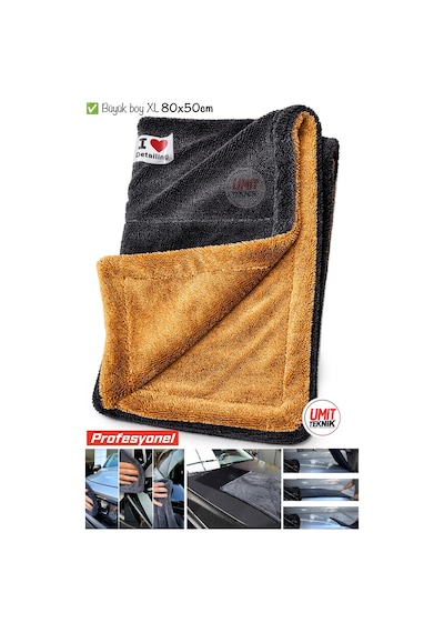 Twiss Çift Taraf 80x50 Mikrofiber Oto Kurulama Havlusu İz Bırakmayan Profesyonel Detailing Bezi