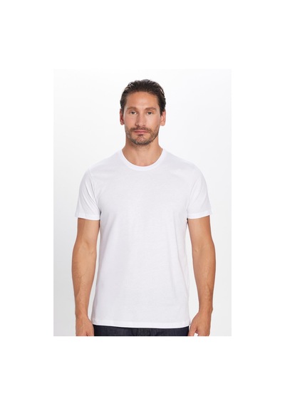 Tudors Unisex Slim Fit Dar Kesim Pamuk Yumuşak Dokulu Beyaz Bisiklet Yaka Tişört-31078 4XL