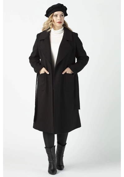 Moda Berray 904 Siyah Mono Yaka Torba Cepli Kaşe Kaban