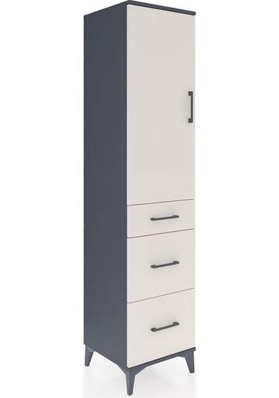 Hyperion Dolap Tek Raflı 3 Çekmeceli Tek Askılı 44x44x195 Antrasit-aytaşı Antrasit