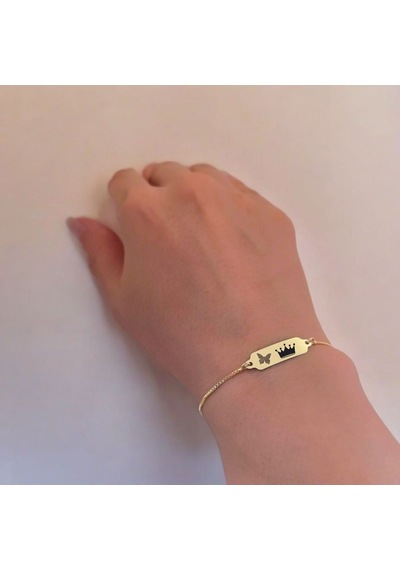 Archin Krallık Tacı Temalı Kelebek Motifli 14 Ayar Altın Plakalı Zincirli Hediye Bileklik-643sembol Krallık Tacı Sembolü Archin Krallık Tacı Temalı Kelebek Motifli 14 Ayar Altın Plakalı Zincirli Hediye Bileklik-643sembol Krallık Tacı Sembolü