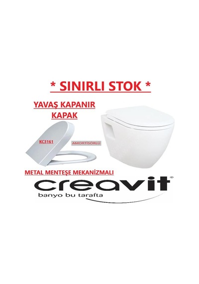 Creavit Tp325 + Kc3161 Terra Asma Klozet Metal Menteşe Yavaş Kapa