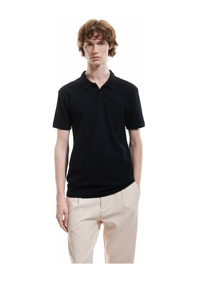 Koton Kısa Kollu Pamuklu Pike Kumaş Polo Yaka Slim Fit Tişört Siyah 5sam10012mk Siyah