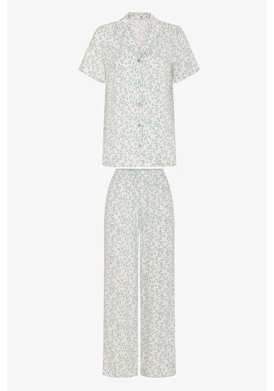 Penti Green Leopard Gömlek Pantolon Pijama Takımı Ge34