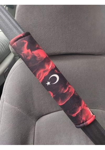 Türk Bayrağı Temalı Emniyet Kemeri Pedi, 26 Cm, 2 Adet