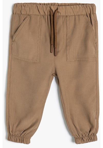 Koton Basic Jogger Pantolon Viskon Kumaş Kahverengi 4smb40005tw Kahverengi