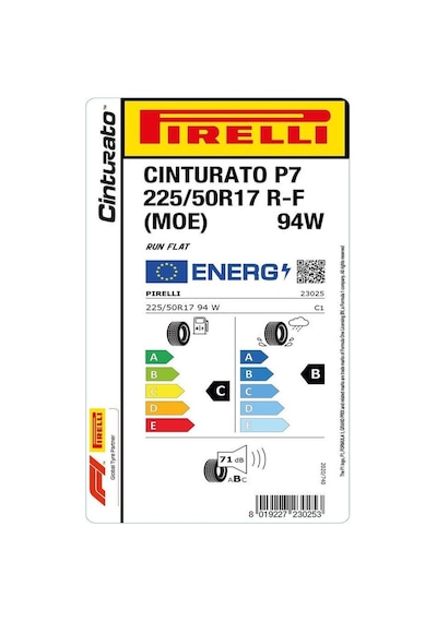 Pirelli 225/50R17 94W Cinturato P7 RFT MOE Yaz Lastiği 2025