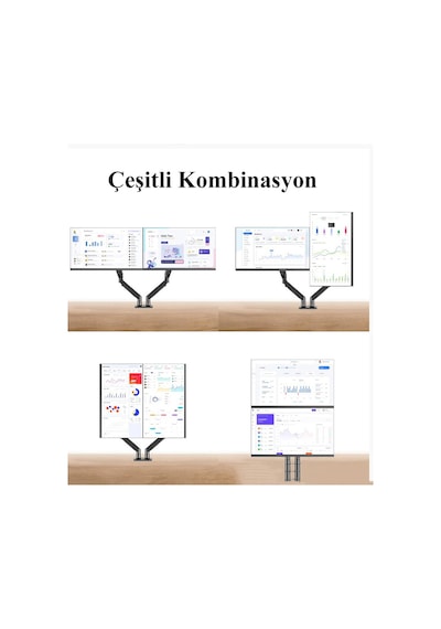 North Bayou NB F195A 22-32" Çift Kol Amortisörlü Monitör Tutucu Stand