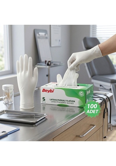 Beybi S Pudralı Muayene Eldiveni 100lü 4915