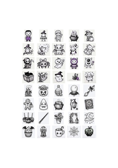 Cadılar Bayramı Sevimli Arkadaşlar Sticker Seti 40 Adet Ajanda Scrapbook Journal Planner Çıkartma Çok Renkli