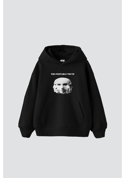 The Ineffable Truth Baskılı Oversize Unisex Premium Beyaz Siyah