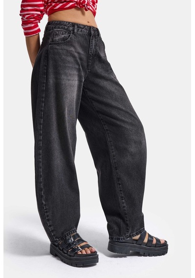 Kadın Koyu Füme 2w6-1 Mega Balon Fit %100 Koton T45 Denim Jean