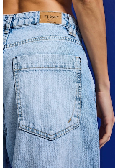 Itsbasic Kadın Ice 4s6-27 Baggy Low Rise Fit Tokyo %100 Koton Denim Jean Buz Mavi