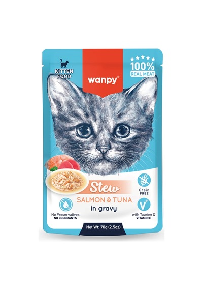 Wanpy Somonlu Ton Balıklı Yavru Kedi Yaş Mama 70 Gr
