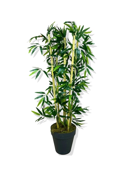 Cihan Çiçekçilik Yapay Yapraklı Bambu Ağacı 5 Bambu'lu 110 Cm Beyaz- Yeşil