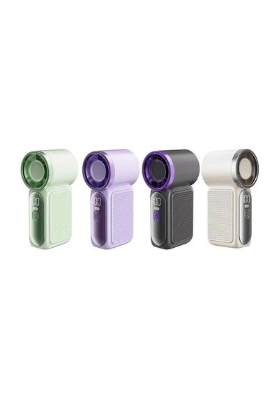 Fs-24 Dijital Ekranlı Taşınabilir Mini Turbo Fan 6 Kademeli Yüksek Hızlı El Vantilatörü, 3000mah Şarj Edilebilir Batarya, Lcd Göstergeli Ultra Hafif Cep Fanı Beyaz, Fs-24