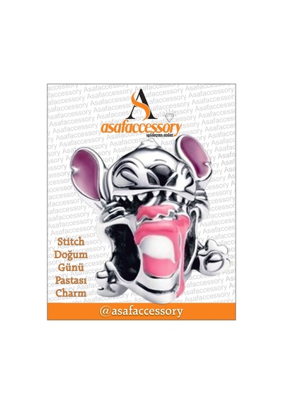 Stitch Doğum Günü Pastası Charm Asafaccessory Gümüş