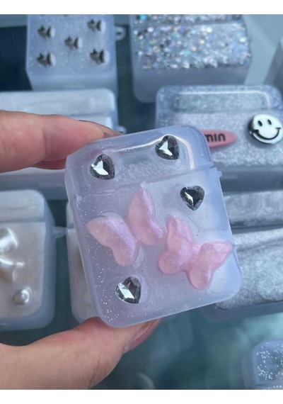 Apple Uyumlu iPhone 1/2. Nesil  Koruyucu Bluetooth Kulaklık Kılıfı Kelebekler Airpods 1/2. Nesil
