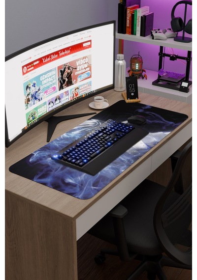 Demon's Souls Kaymaz Dikişli Kauçuk Oyuncu Mousepad V2 - 90x40 Xxl Gaming Mouse Pad Fare Altlığı