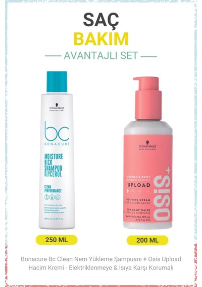 Bonacure Bc Clean Nem Yükleme Şampuanı 250ml + Osis Upload Hacim Kremi 200ml