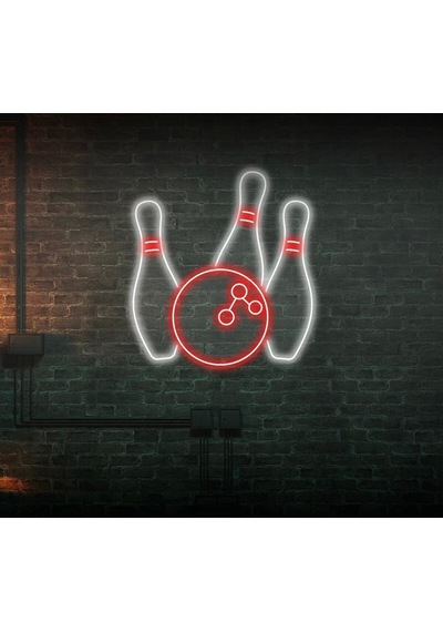 Bowling Topu Ve Lobutu Şekilli Neon Tabela Kırmızı