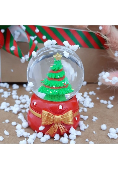 Dekoratif Yılbaşı Yeni Yıl Işıklı Noel Baba Ve Noel Ağacı 6'lı Set Kar Küre Işıklı Özel Tasarım 6 Cm Kar Küresi