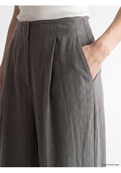 Lcw Modest Antrasit Loose Fit Kadın Pileli Kumaş Pantolon