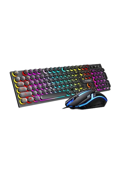 Valkyrie T-Wolf TF270 Rainbow İngilizce RGB Mekanik Hisli Gaming Klavye Mouse Seti