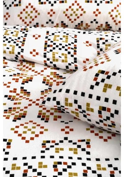 Cotton Collection Kışlık Pazen Tek Kişilik Nevresim Seti Boho Pearl Renkli