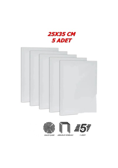 5 Adet 25x35 Cm Bez Tuval Arkadan Zımbalı Kalın Şase 210 Gr %70 Polyester % 30 Pamuk Bez