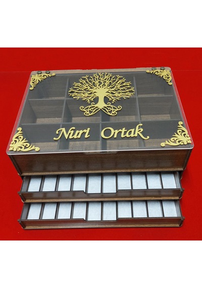 3 Katlı Tesbih Saat Ve Takı Kutusu Dolabı