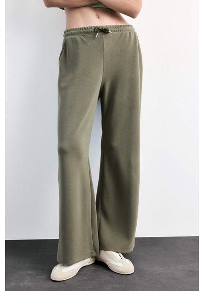 Defacto Relax Fit Beli Lastikli Düz Paça Modal Pantolon G1086ax25smkh258 Haki