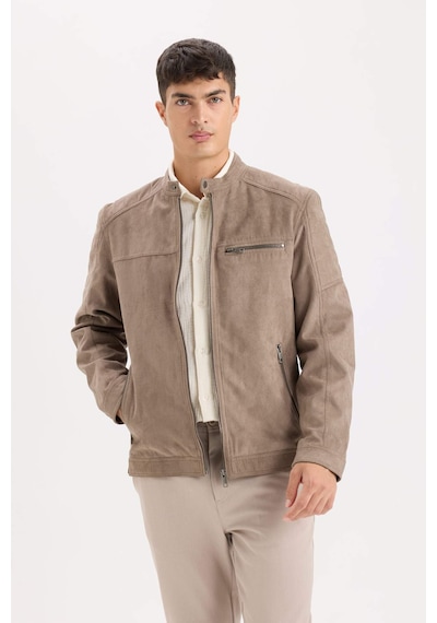 DeFacto Slim Fit Dar Kesim Dik Yaka Fermuarlı Süet Görünümlü Mevsimlik Baharlık Mont D5977AX25SPBG73 DeFacto Slim Fit Dar Kesim Dik Yaka Fermuarlı Süet Görünümlü Mevsimlik Baharlık Mont D5977AX25SPBG73