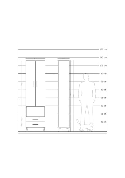 Arges Dolap 5 Raflı 2 Çekmeceli 2 Kapaklı 60x30x221 Çam-aytaşı Çam